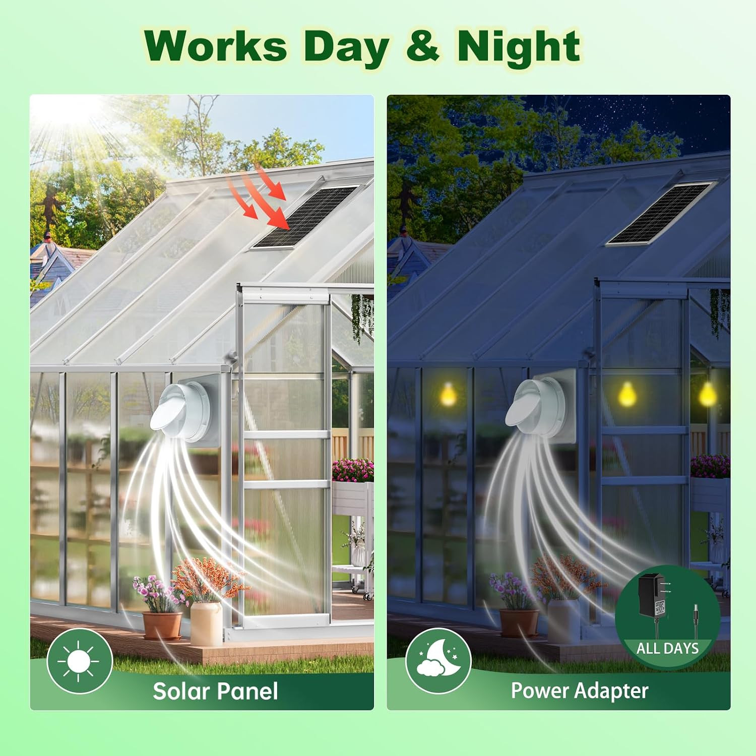 Solar Powered Fan, 9.1″ Solar Exhaust Fan Kit, 25W Waterproof Chicken Coop Fans