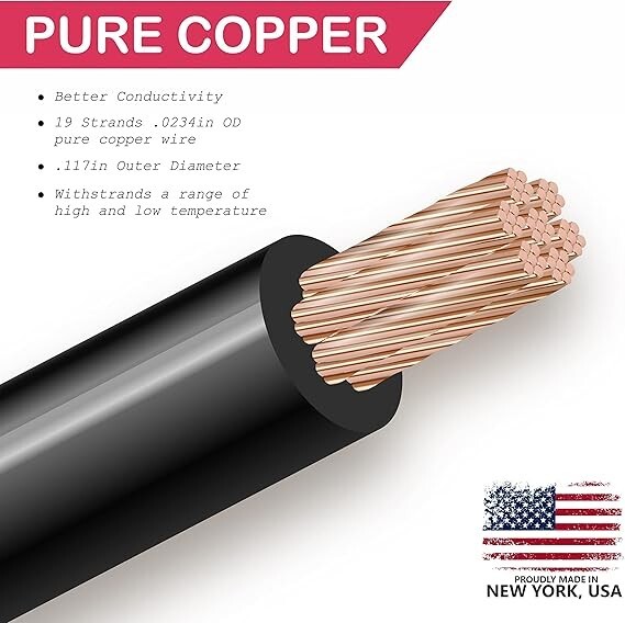NATIONAL Wire&Cable 8 Gauge Solar Panel Professional Wire – Made in USA – 2×100