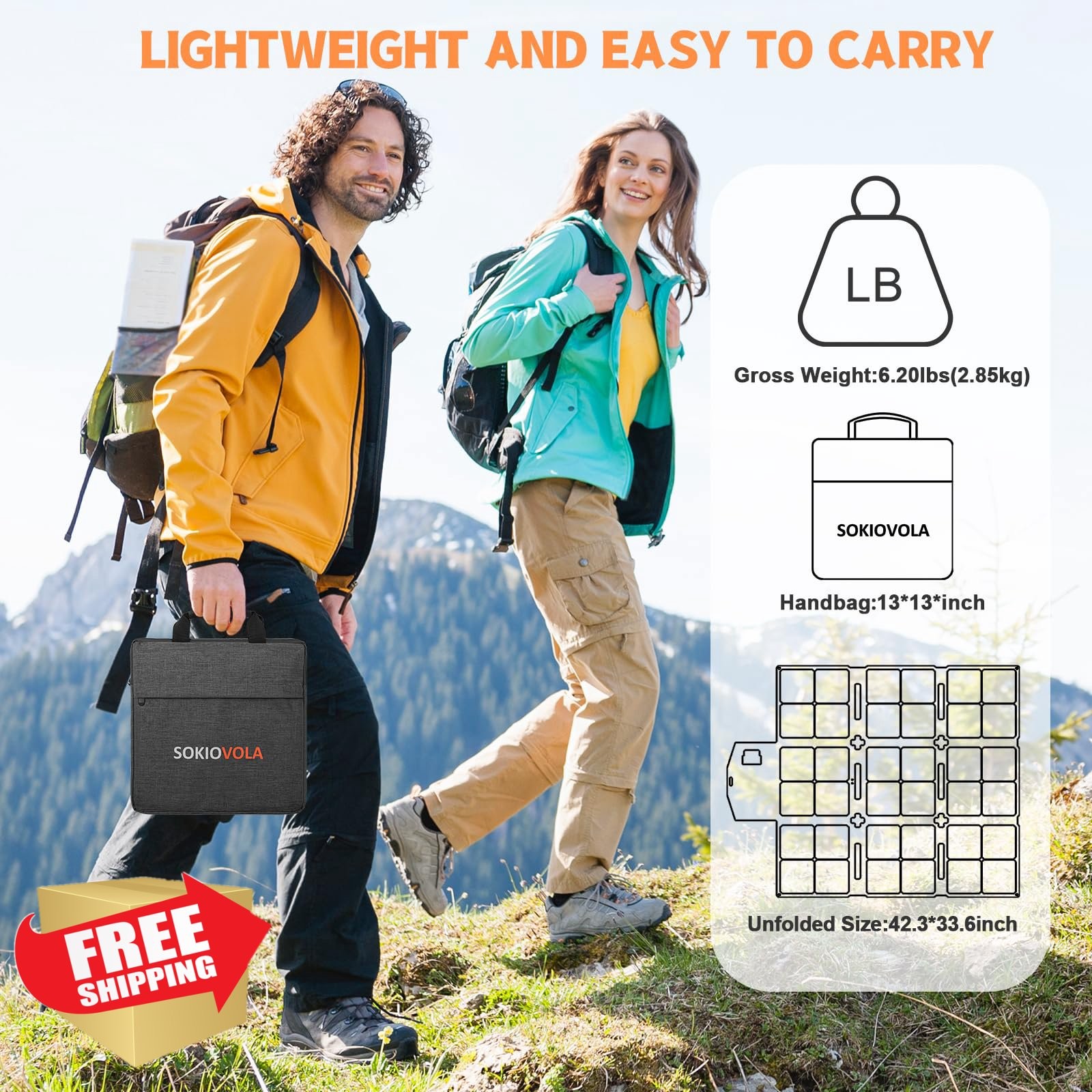 SOKIOVOLA 120W Foldable Solar Panel 120 Silver Grey