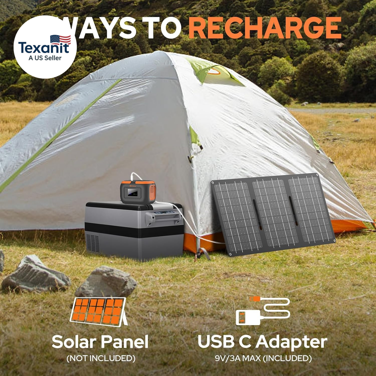 Portable Solar Power Station 100W with Foldable 40W Solar Panel,120W 110V Portab