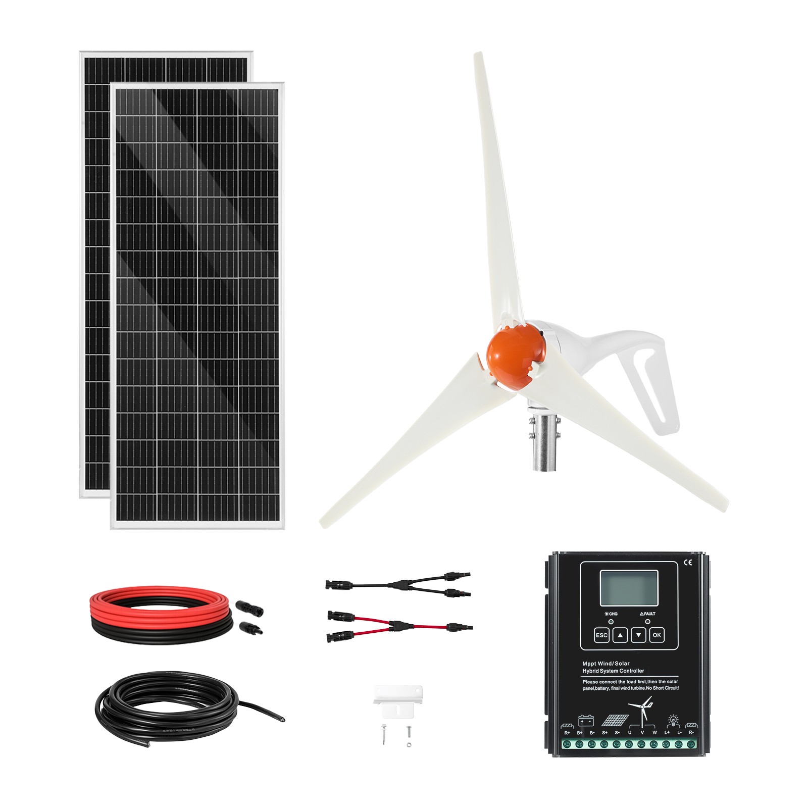 Uimoso12V 400W Solar and Wind Energy Kit with2x100WSolar Panels and 200W Turbine