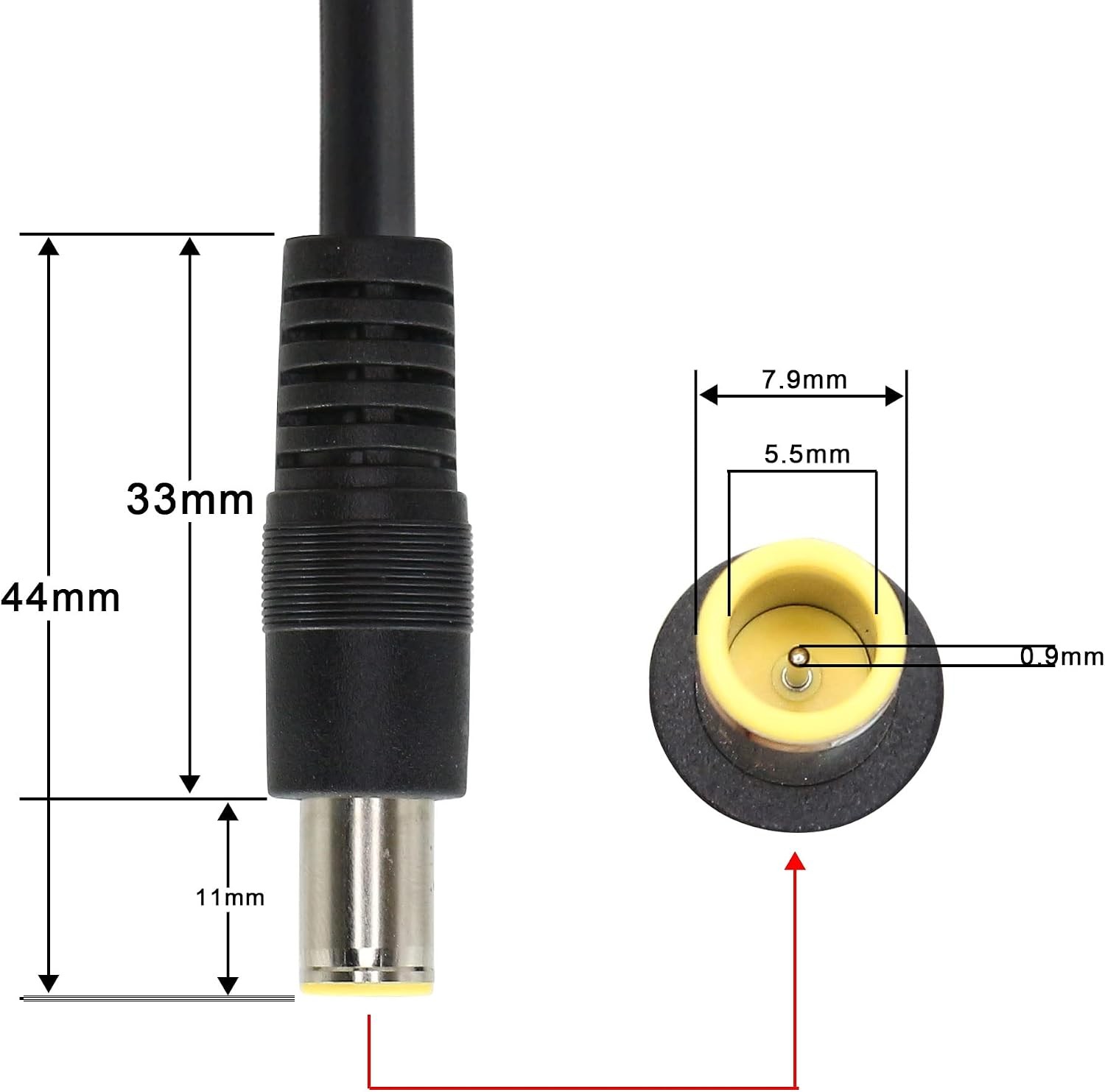 GINTOOYUN 2 Pack DC7909 Power Pigtails Cable, 12V DC 8mm Male Plug to Bare Wire