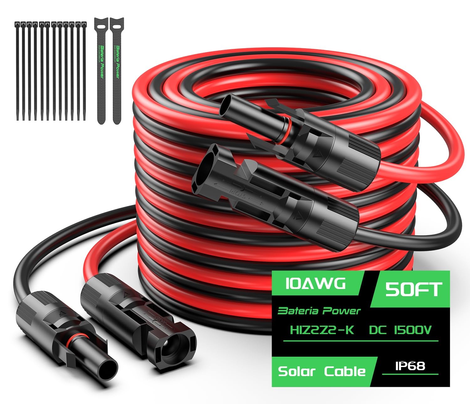 100FT 10AWG Solar Panel Extension Cable Set PV Wire Waterproof Connectors RV
