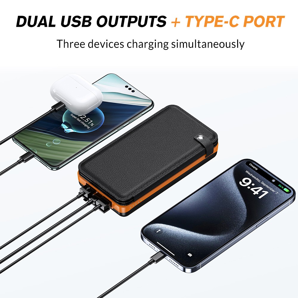 46800mAh Portable 6 Solar Panel Folding Power Bank Outdoor Camping Phone Charger