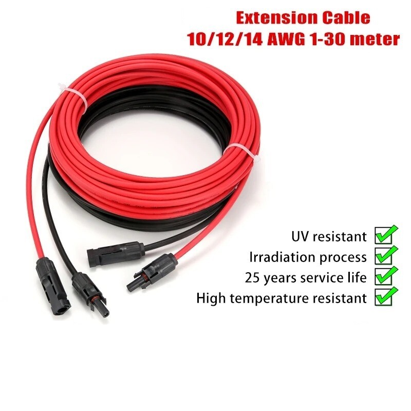 PV Cable 2.5/4/6mm² 10-14AWG Extension Cord Male Female Copper Wire US Plug