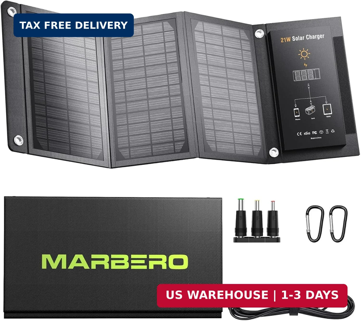 MARBERO 21W Portable Solar Panel Foldable Solar Panel Charger IP65 Waterproof So