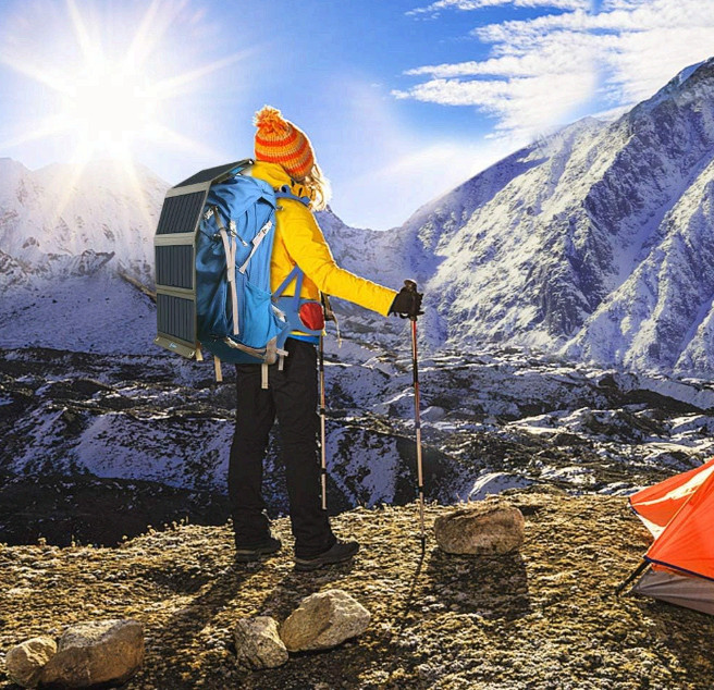 28W Portable Solar Charger, Dual USB-C/USB-A for Camping, Hiking, Phones & GPS.