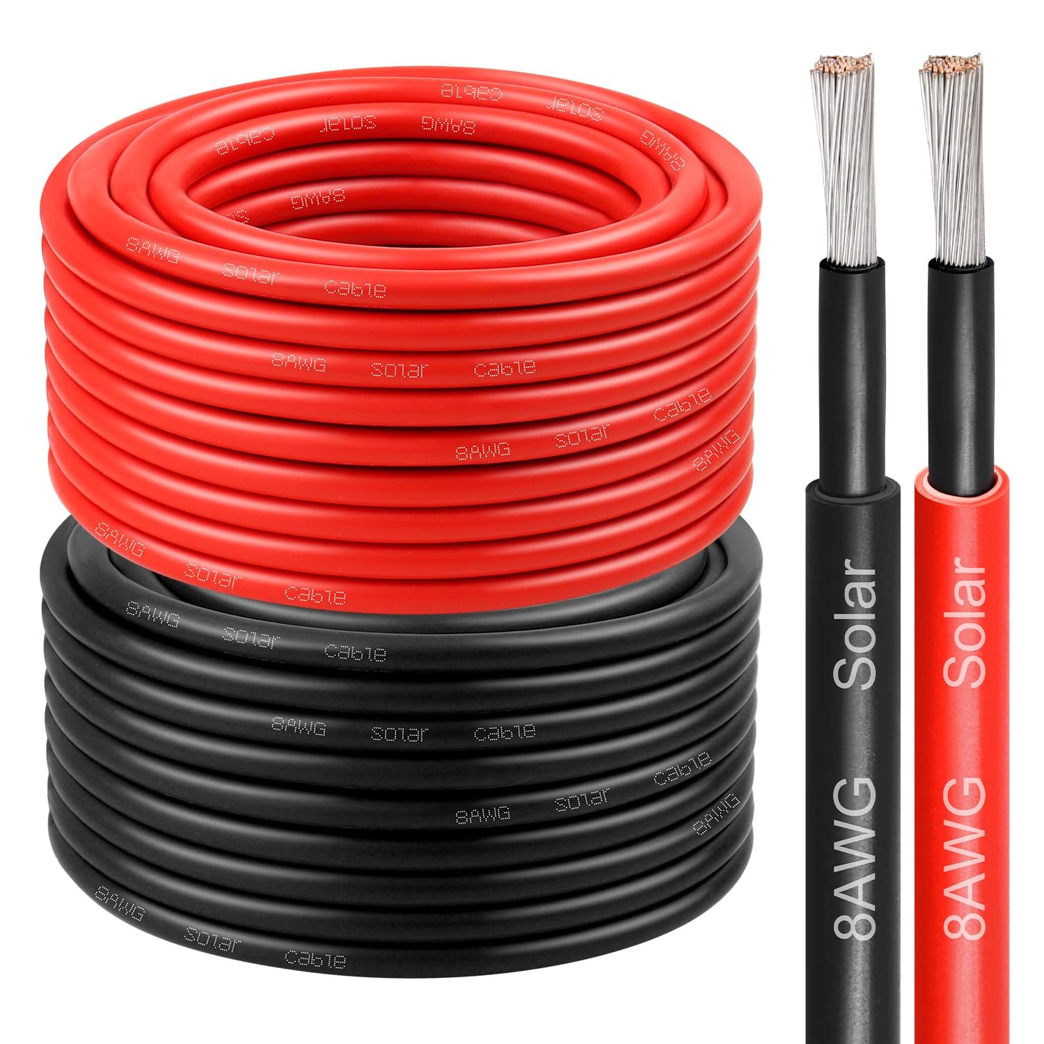 8 AWG Tinned Copper Solar Panel Cable 10FT Red Black 10FT Solar Panel Wire Gauge