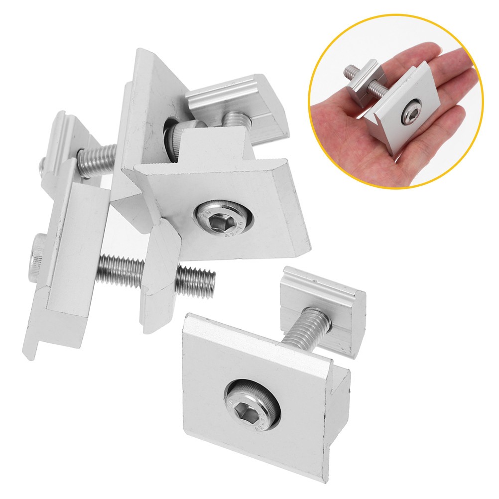 4Pcs Aluminum Solar Panel Mid Clamps Durable Metal Mounting Hardware Silver