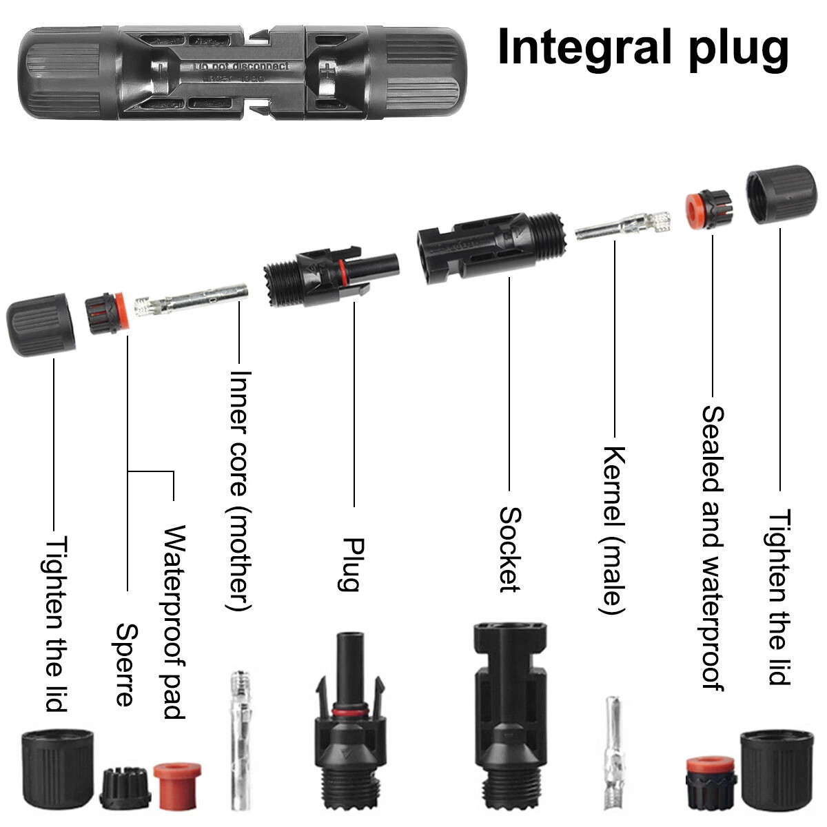 10-50 Pairs Solar Cable Connectors 30Amp Waterproof Wire Joiners Set 4mm-6mm M/F