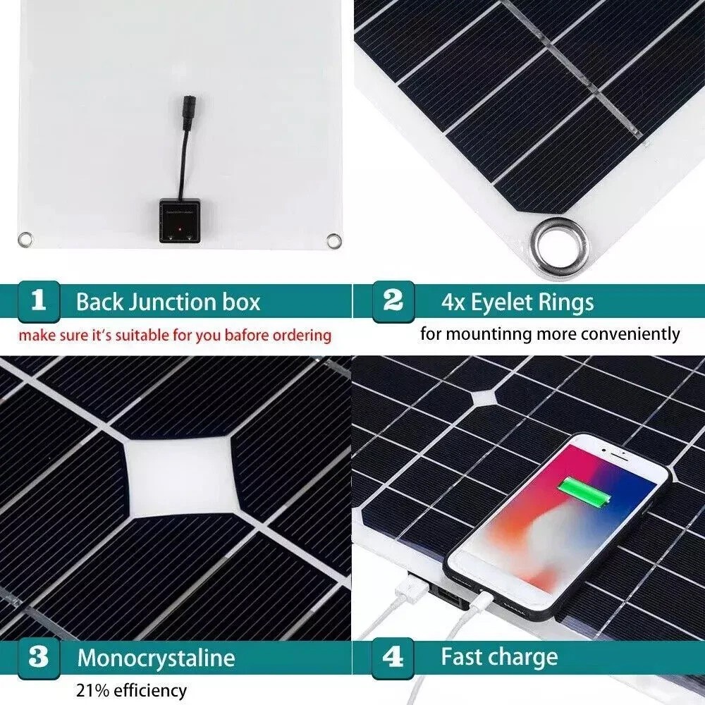 20W Solar Panel Kit 10A 12V Battery Charger w/ Controller Caravan Boat RV 1Pack