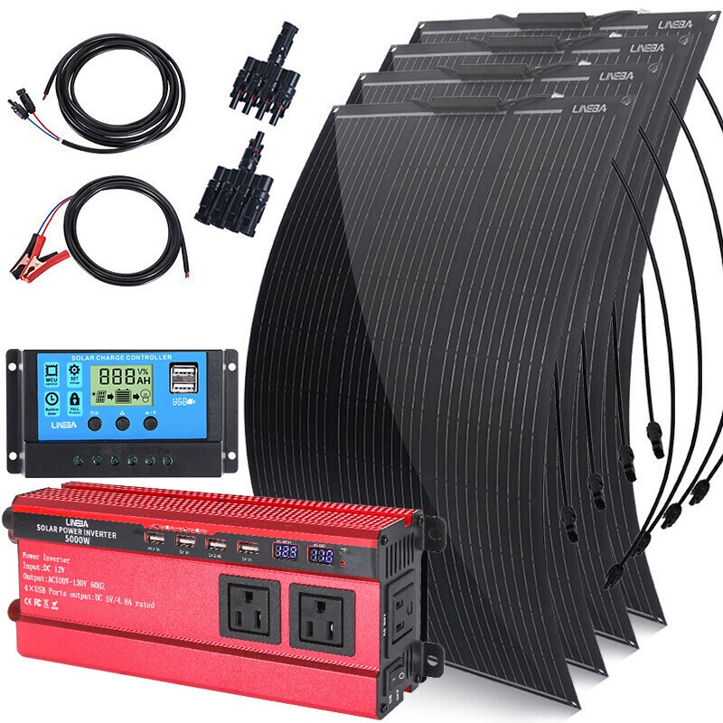 200W 400W Mono Solar Panel Kit 12V High Efficiency PV with Inverter for Sunshed