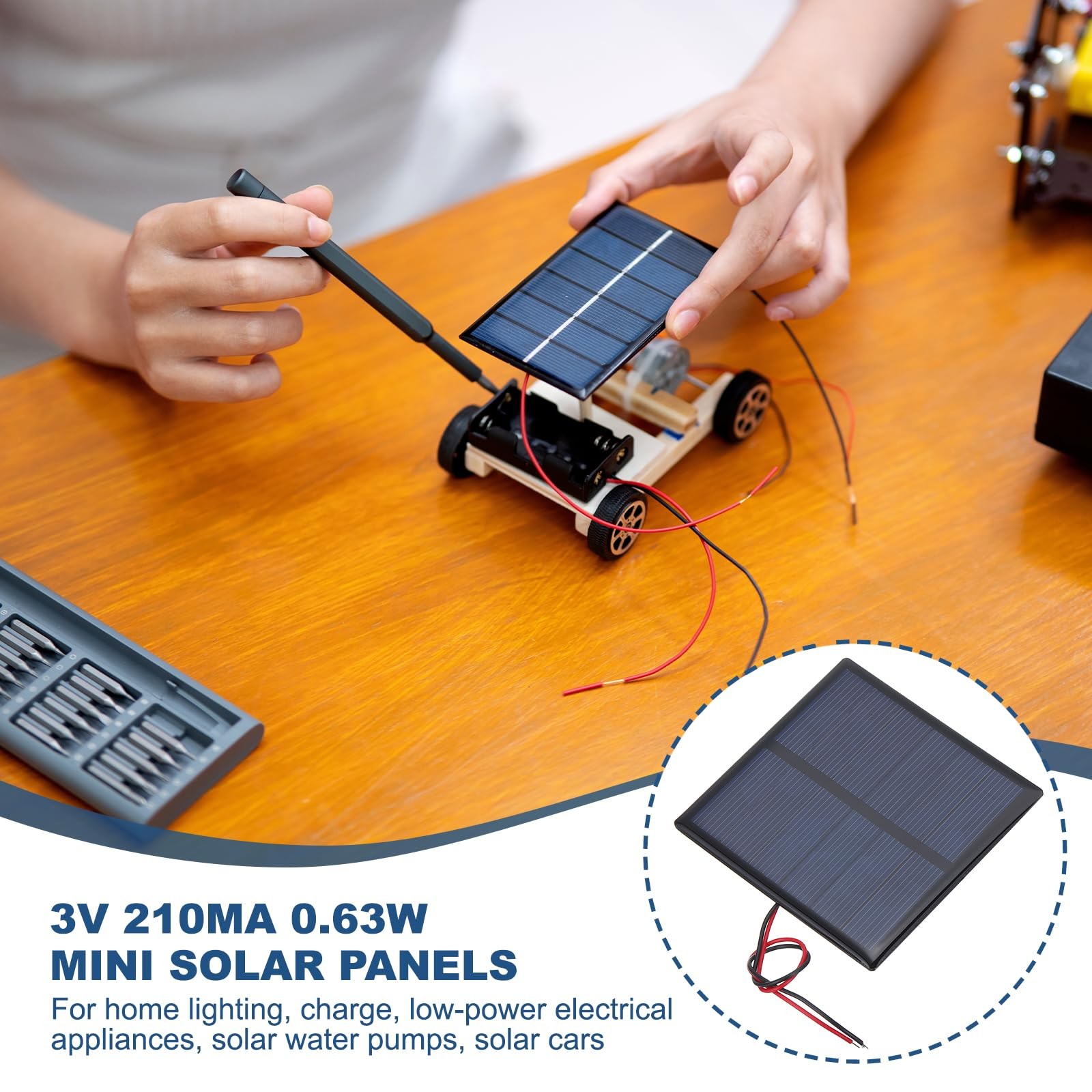 MECCANIXITY 5 Pcs 3V 0.63W 210mA Mini Solar Panels, Small Black