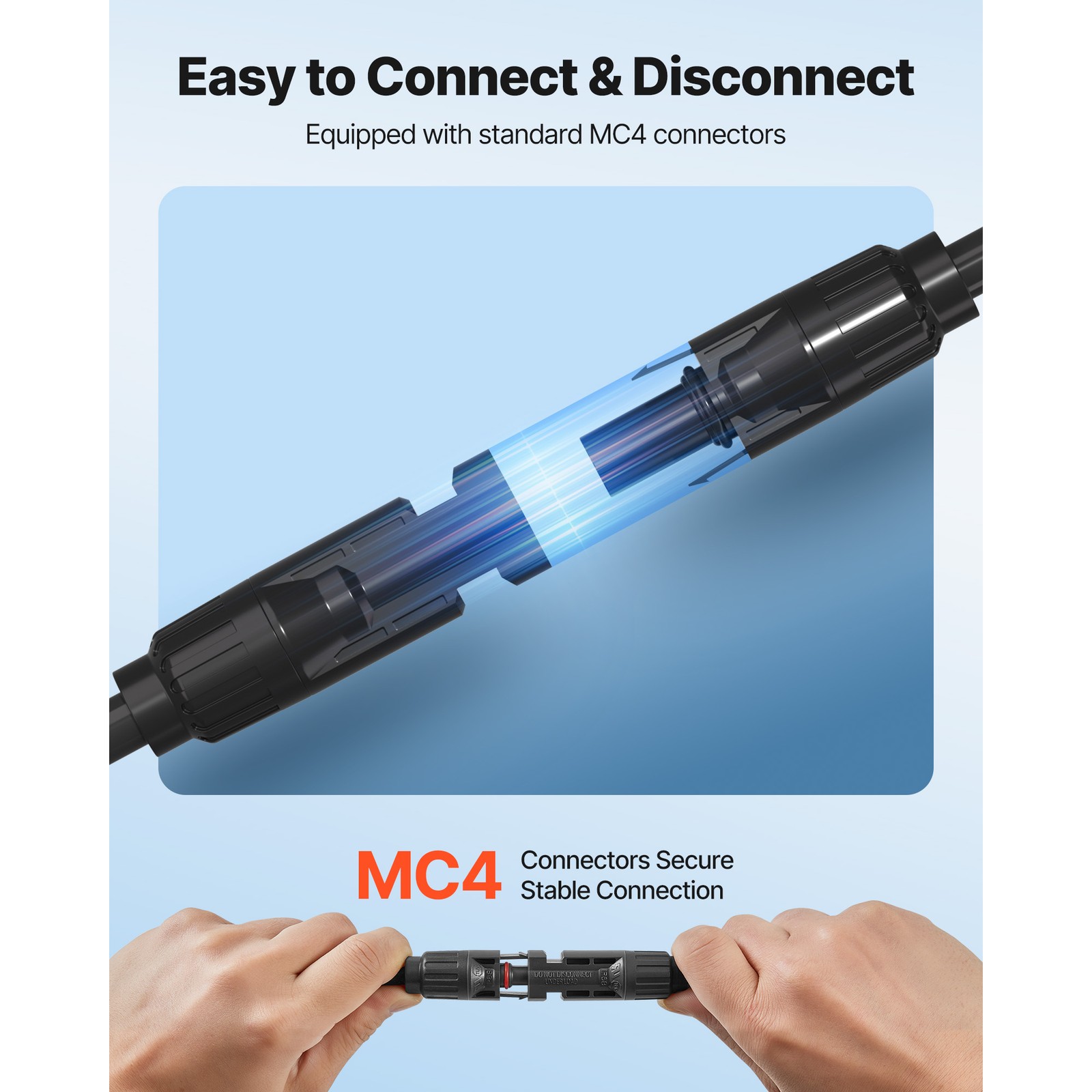 Uimoso 30FT Solar Panel Extension Cable 10AWG Wire ,Flame-Resistant Connectors