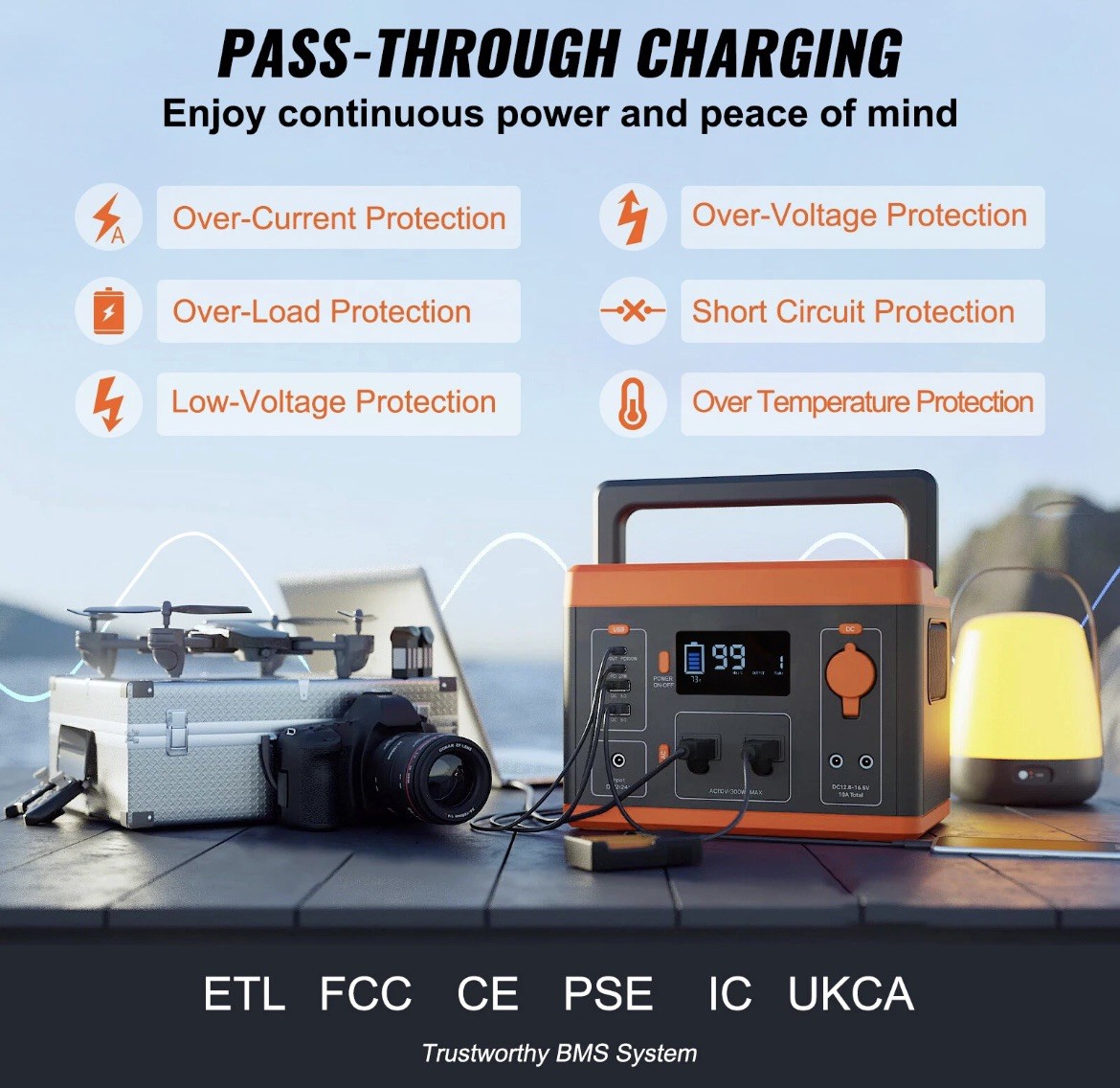 VEVOR Portable Power Station Solar Generator 296Wh 300W Backup Lithium Battery