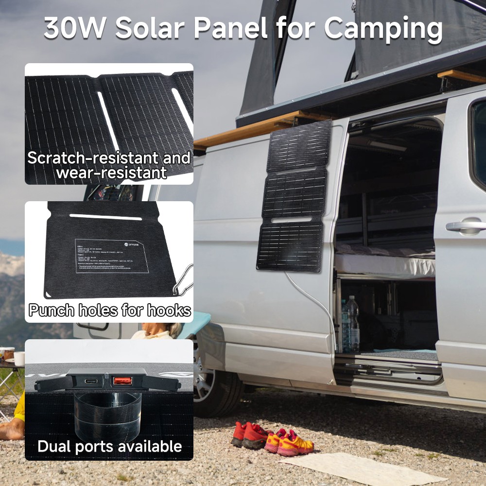 40W 30W Solar Panel Solar Charger 2-Ports Foldable Portable | USB-A Type-C Ports
