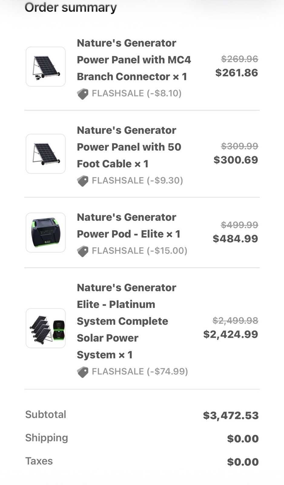 Natures Generator Elite Platinum System Complete W/ 6 Solar Panels Extra Pod