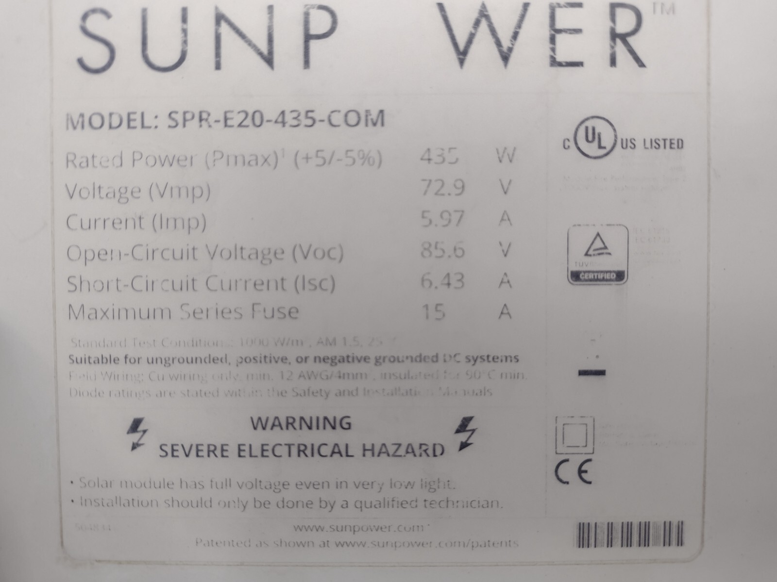 SunPower Solar Panels Modules 240-360 watts Tucson Arizona, 22.7
