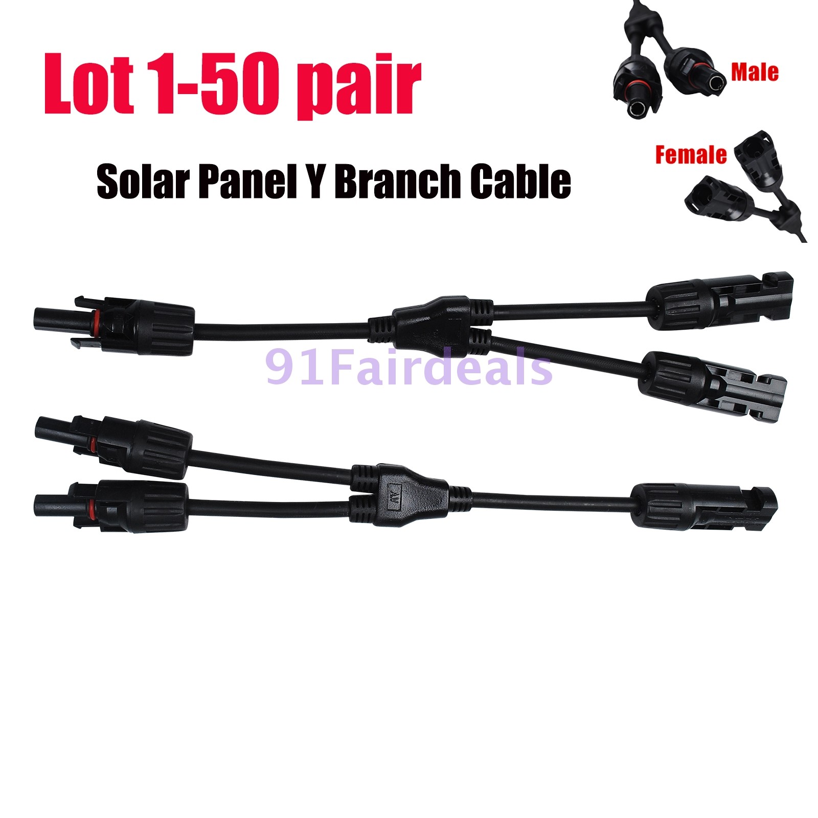 lot Solar Panel Y Branch Cable Connection Waterproof Adapter Connector Extension