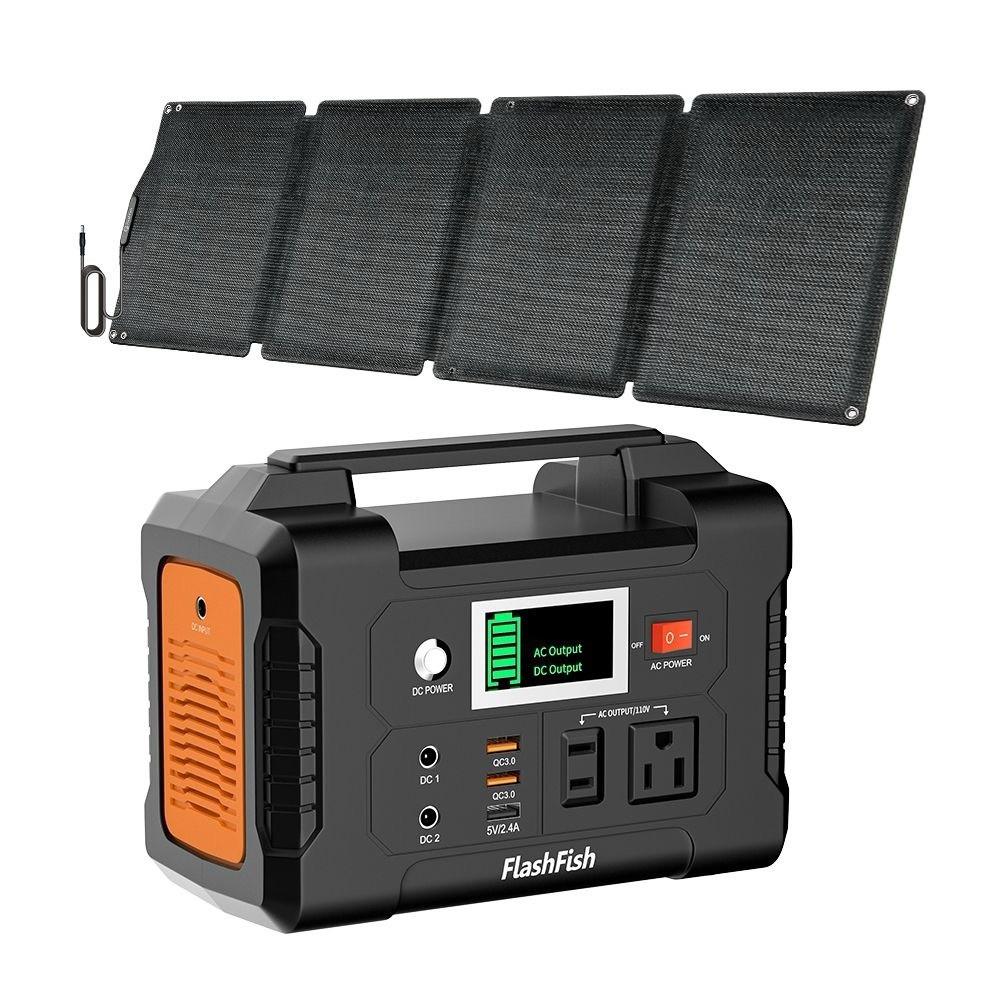 Flashfish 200W Portable Power Station Generator 151Wh Li-ion + 60W Solar Panel
