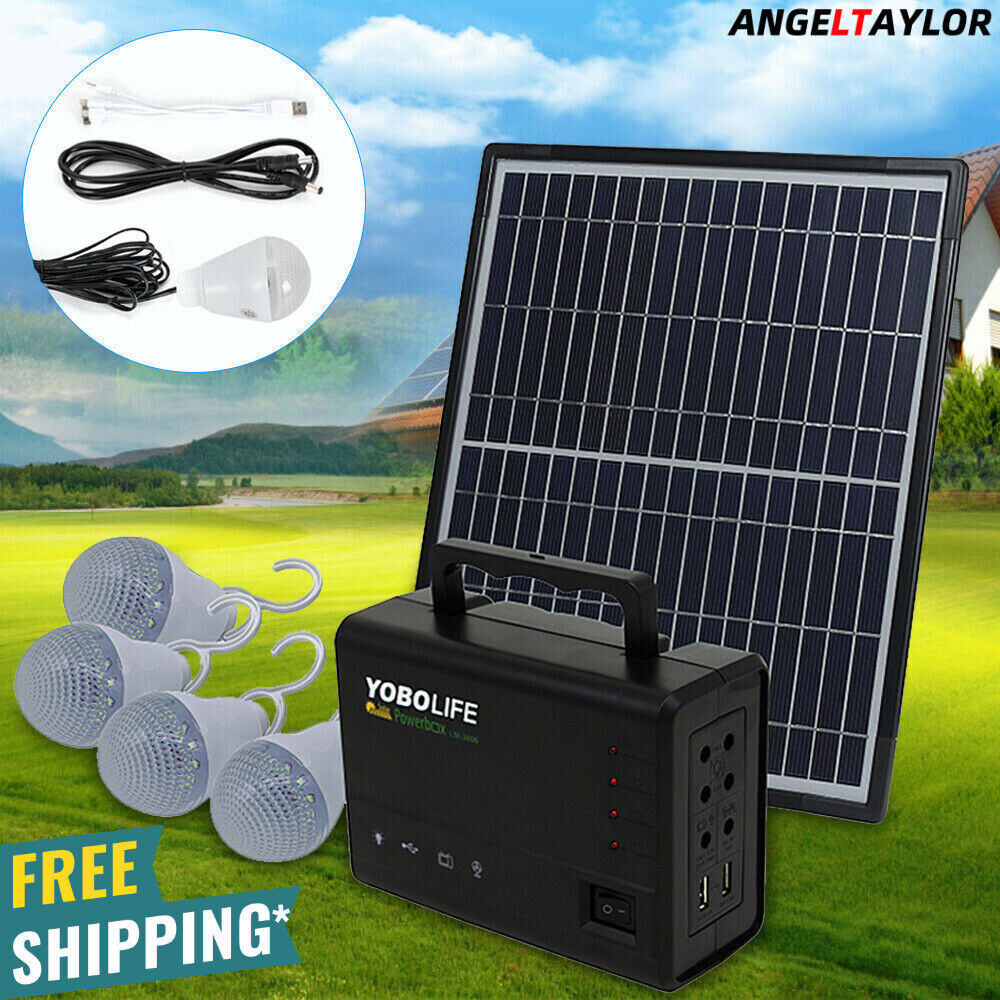 Solar System Generator Solar Panel Power Inverter Electric Generator Kit Light