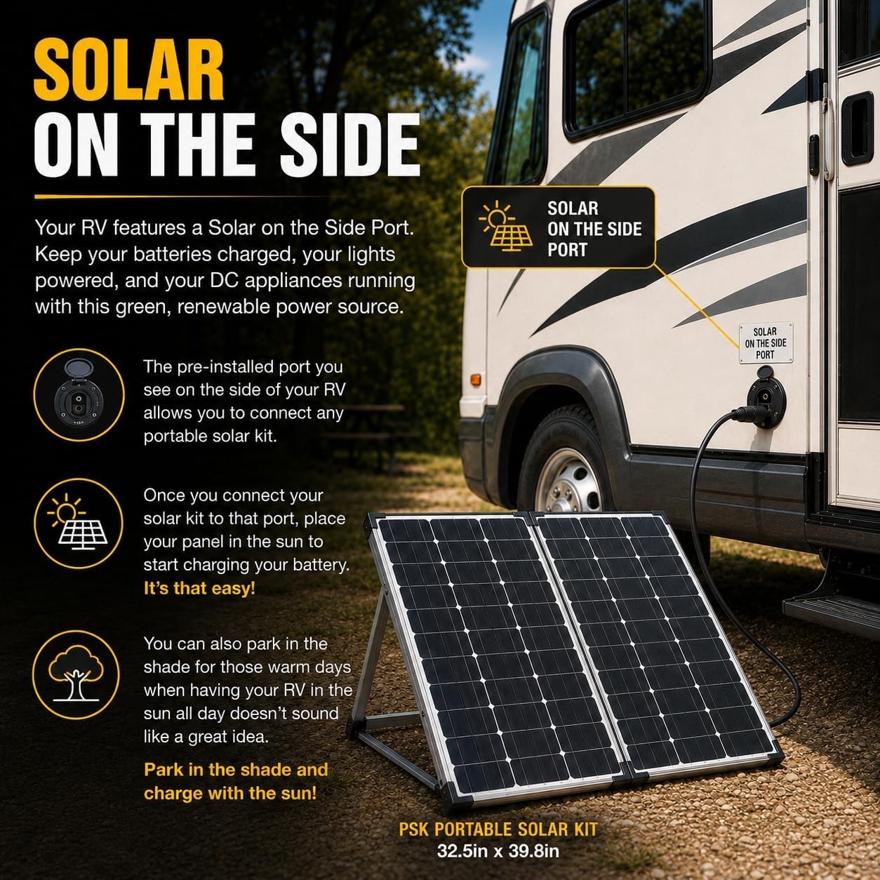 130W Off-Grid Solar Panel with Adjustable Legs – Lightweight & Portable Solution