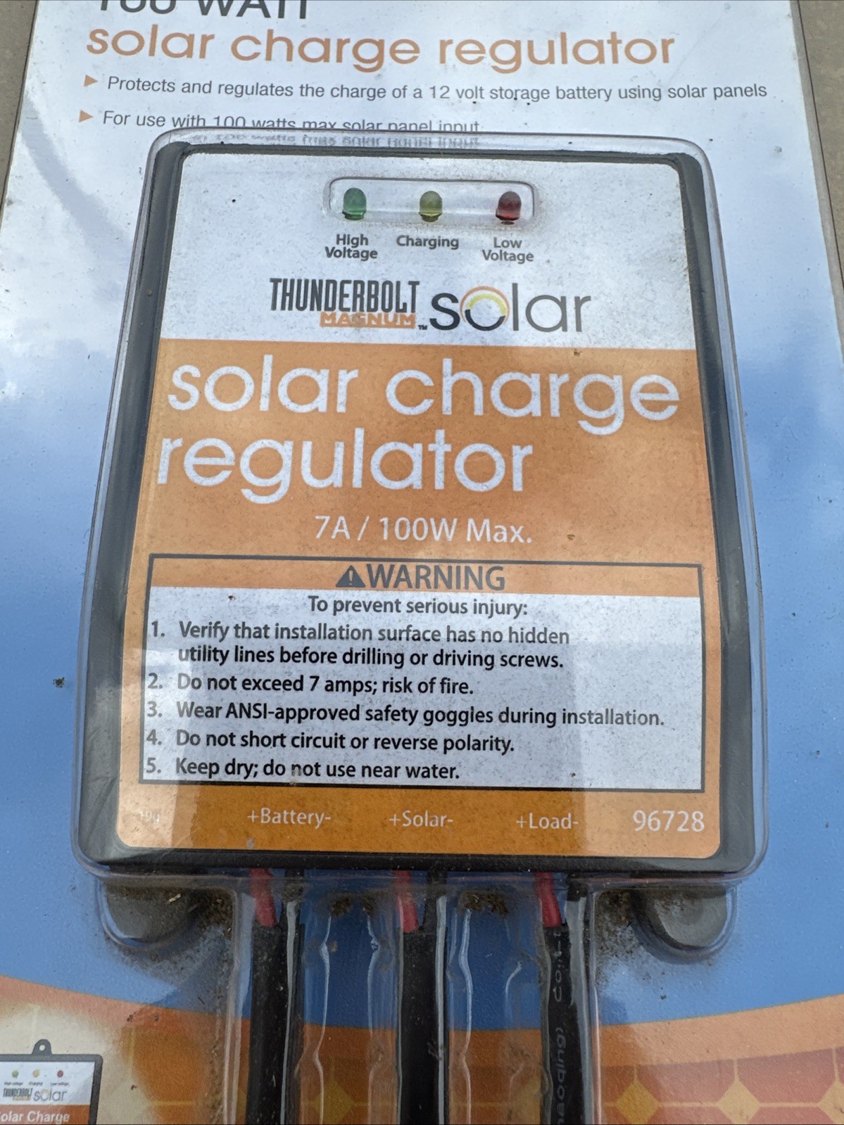 Thunderbolt Magnum Solar 100 Watt Solar Charge Regulator 96728 7A Panel Input