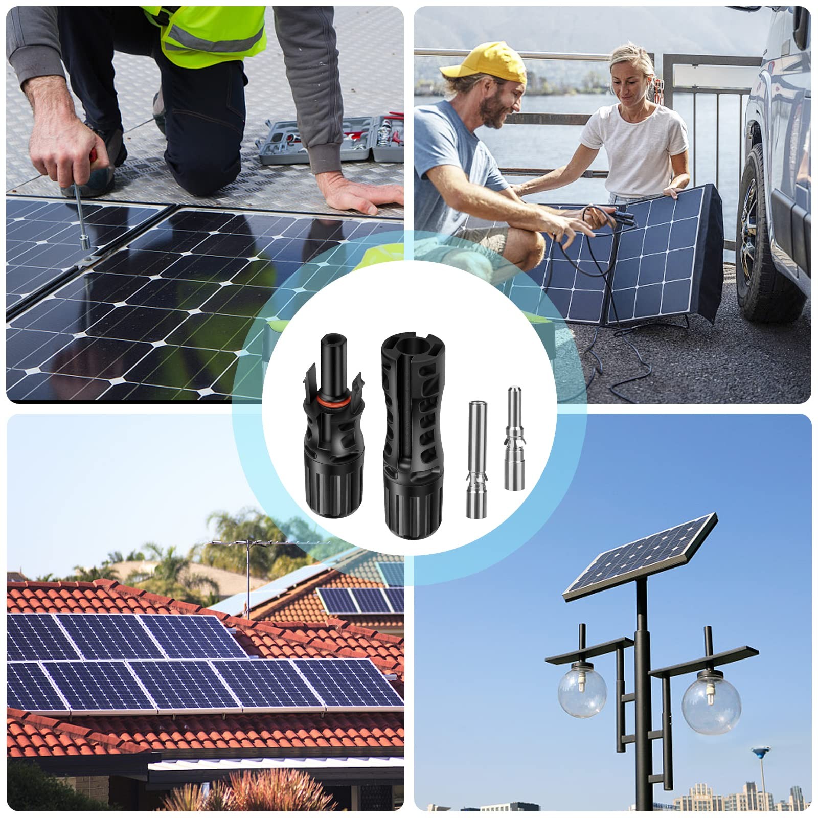 16 PCS 8AWG Solar Connectors with Spanners, 8 Pair Solar Panel Connectors Mal…