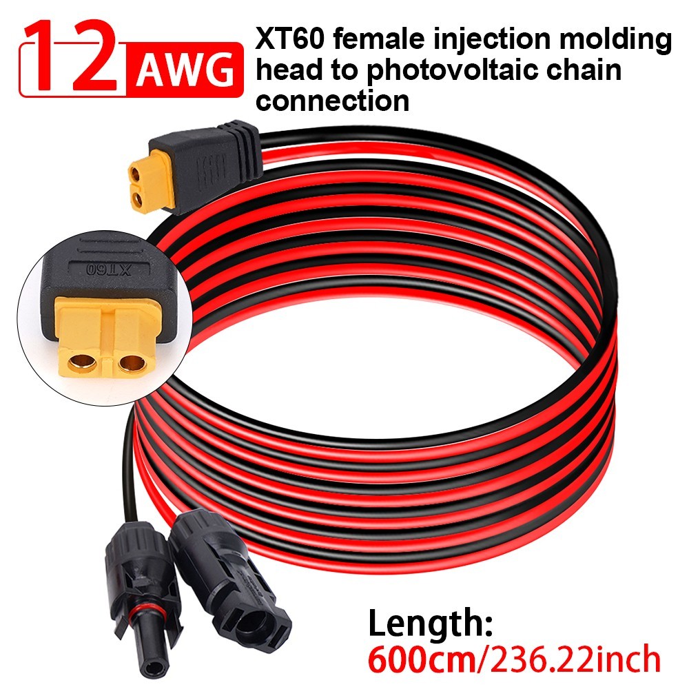 20ft Solar Panel Extension Cable Wire XT60 Female to Solar Connectors