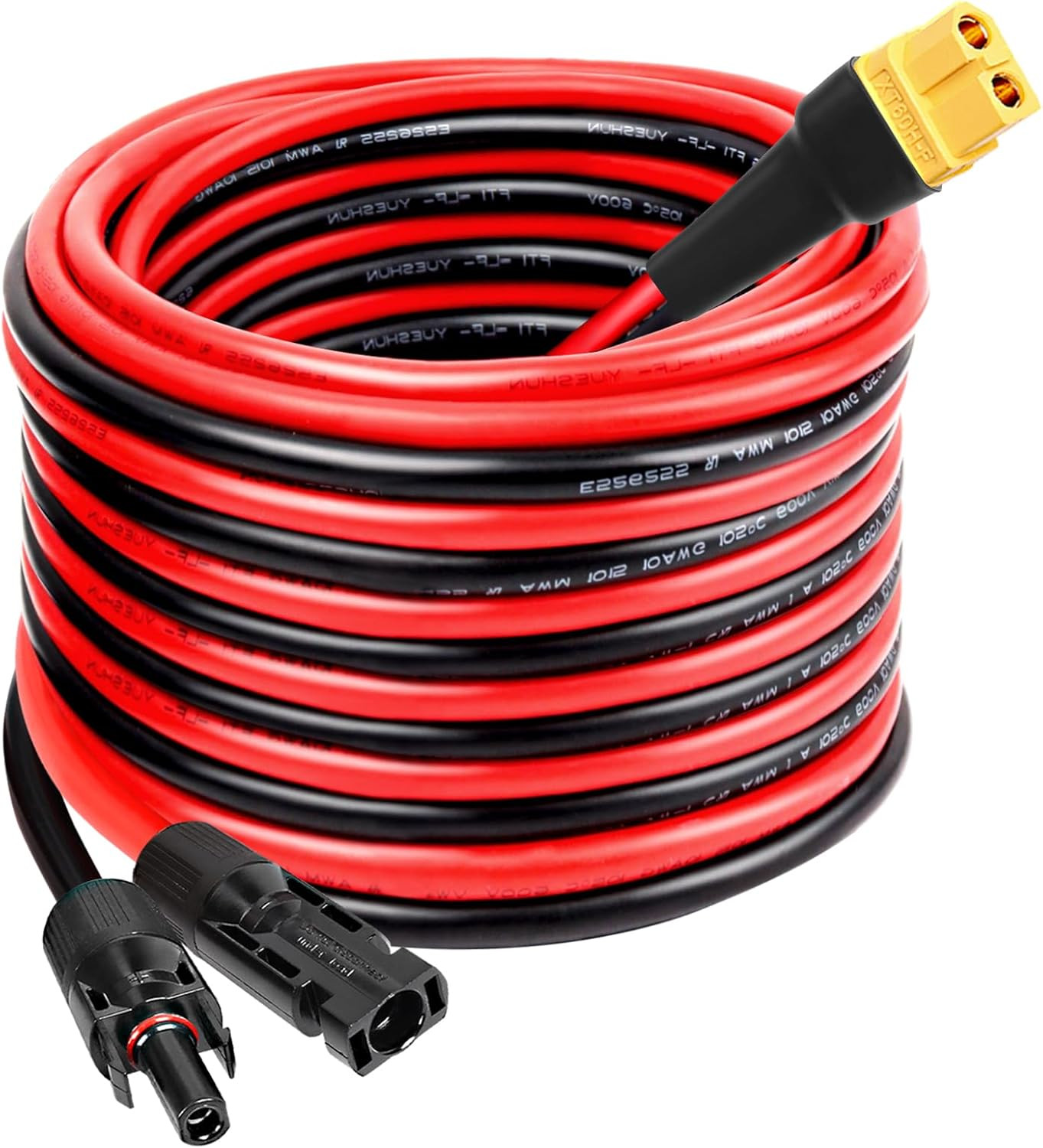 Solar to XT60 Extension Cable 10AWG 20FT Solar Connector to XT60 Adapter Cable f