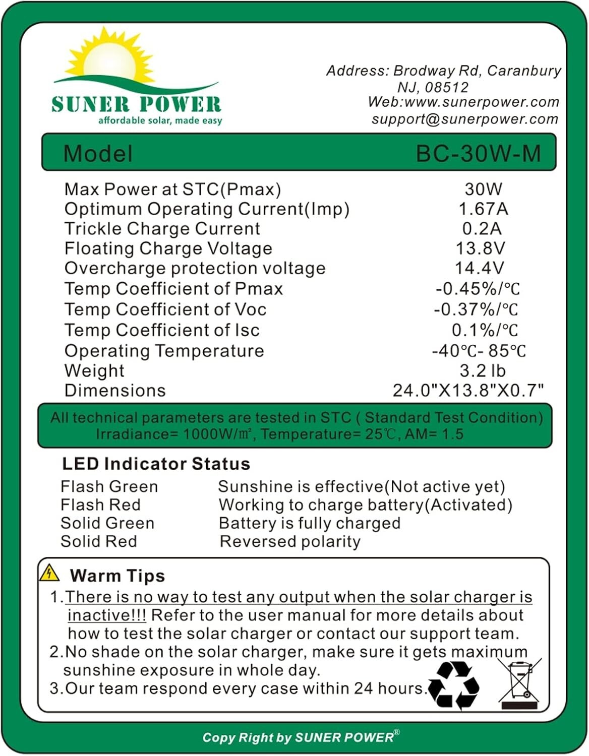 Advanced 30W 12V Solar Battery Maintainer with MPPT Technology – Safe & Durable