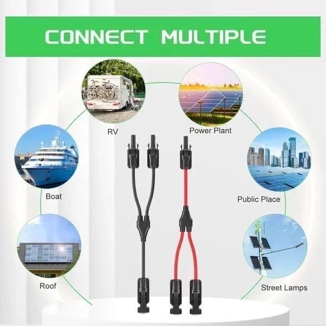 12AWG Solar Y Adapter Extension Cable Male Female Connector 2-Piece Set
