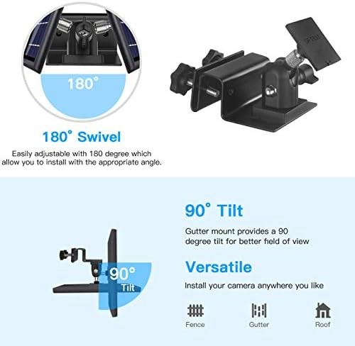 HOLACA Weatherproof Gutter Mount for Ring Solar Panel- Adjustable Aluminum Alloy