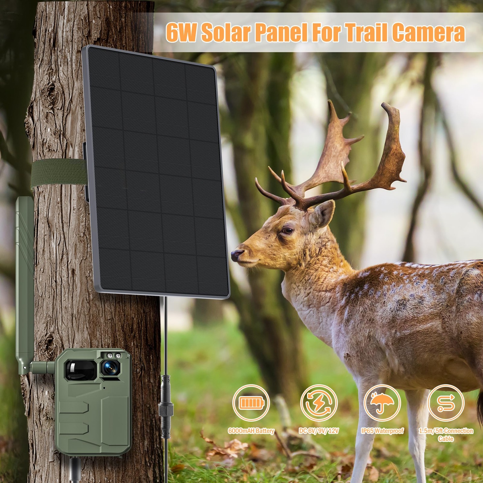 Trail Solar Panel,6W Solar Battery Charger Kit 6V/2A 9V/1.5A 12V/1A with 6000…