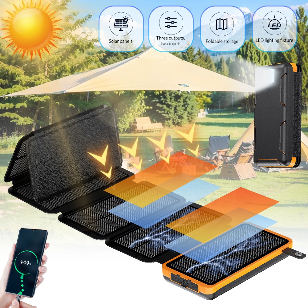 46800mAh Portable Solar Power Bank Mobile Phone Charger Panel Camping Outdoor