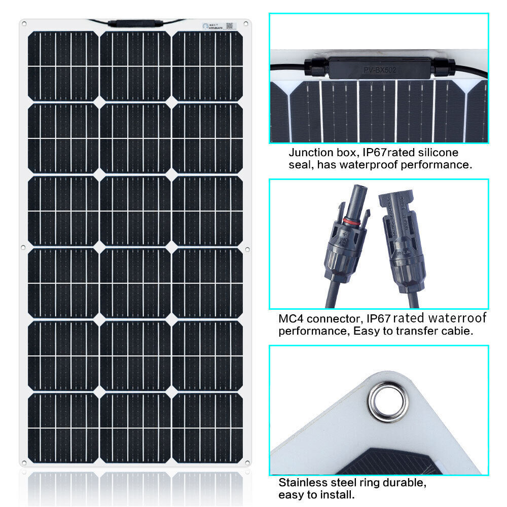 150W Watt Flexible Mono Solar Panel Home 12V RV Rooftop Camping Off-Grid Power