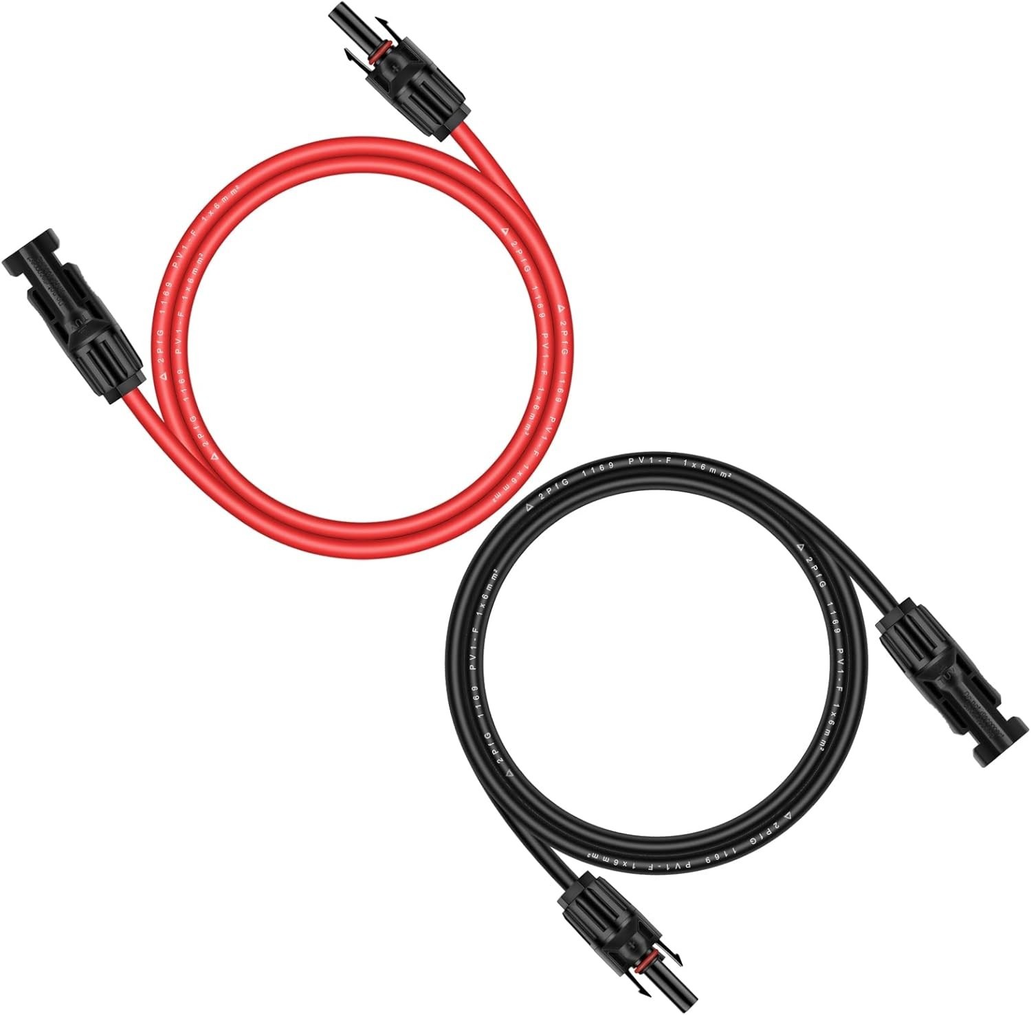 High-Performance 10AWG Solar Extension Cable: 6FT Black & Red, Secure Connectors