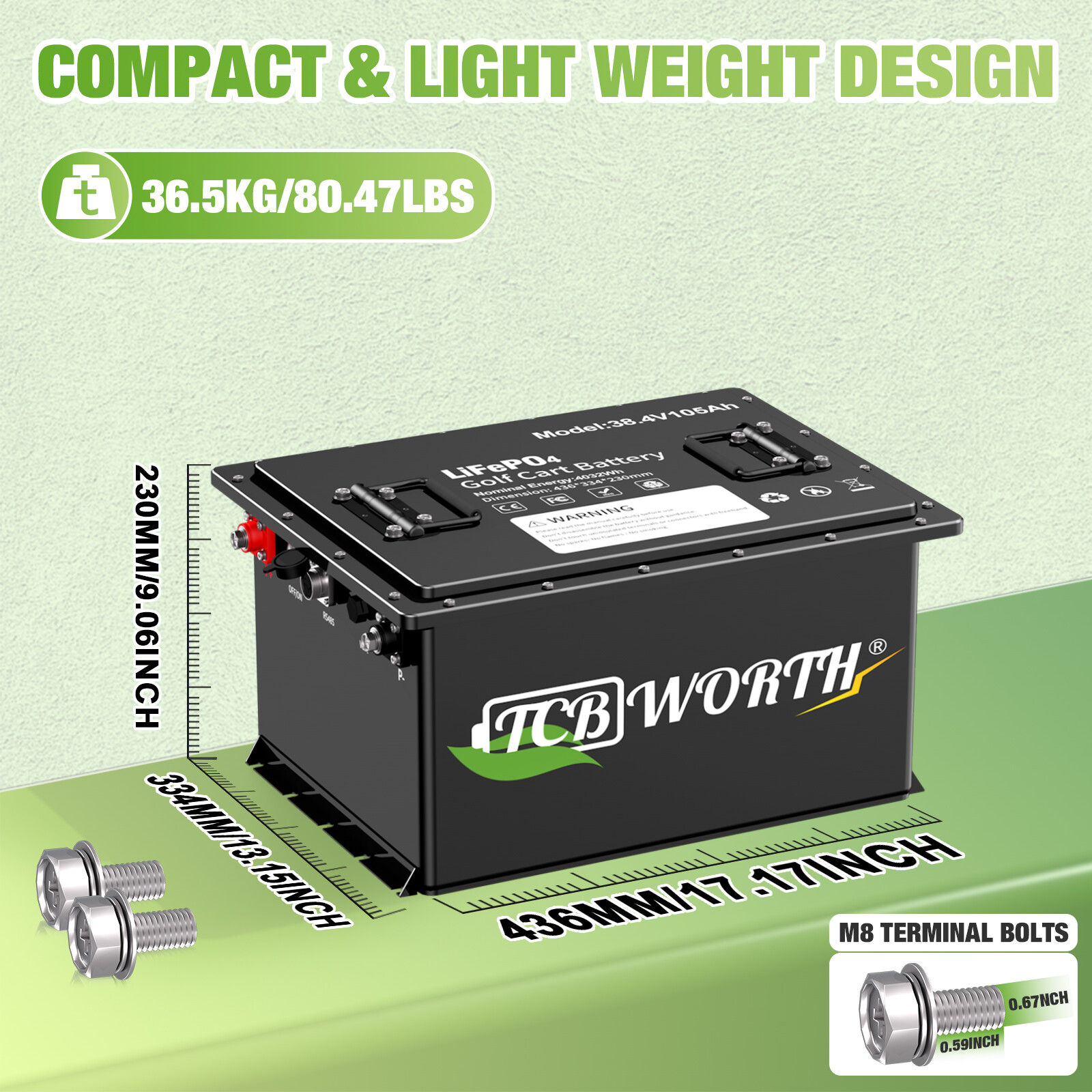 36V 100Ah Golf Cart Lithium LiFePO4 Battery 200A BMS Deep Cycle 10Years-Lifetime