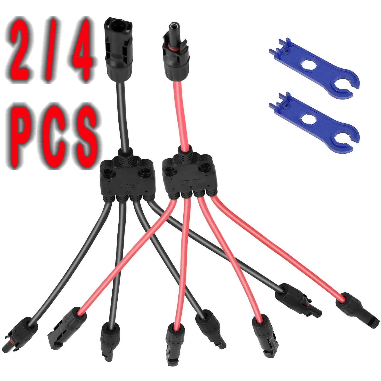 2/4PCS Solar Connectors Waterproof YShaped 5 Way Adapter Solar Cable Parallel Ad