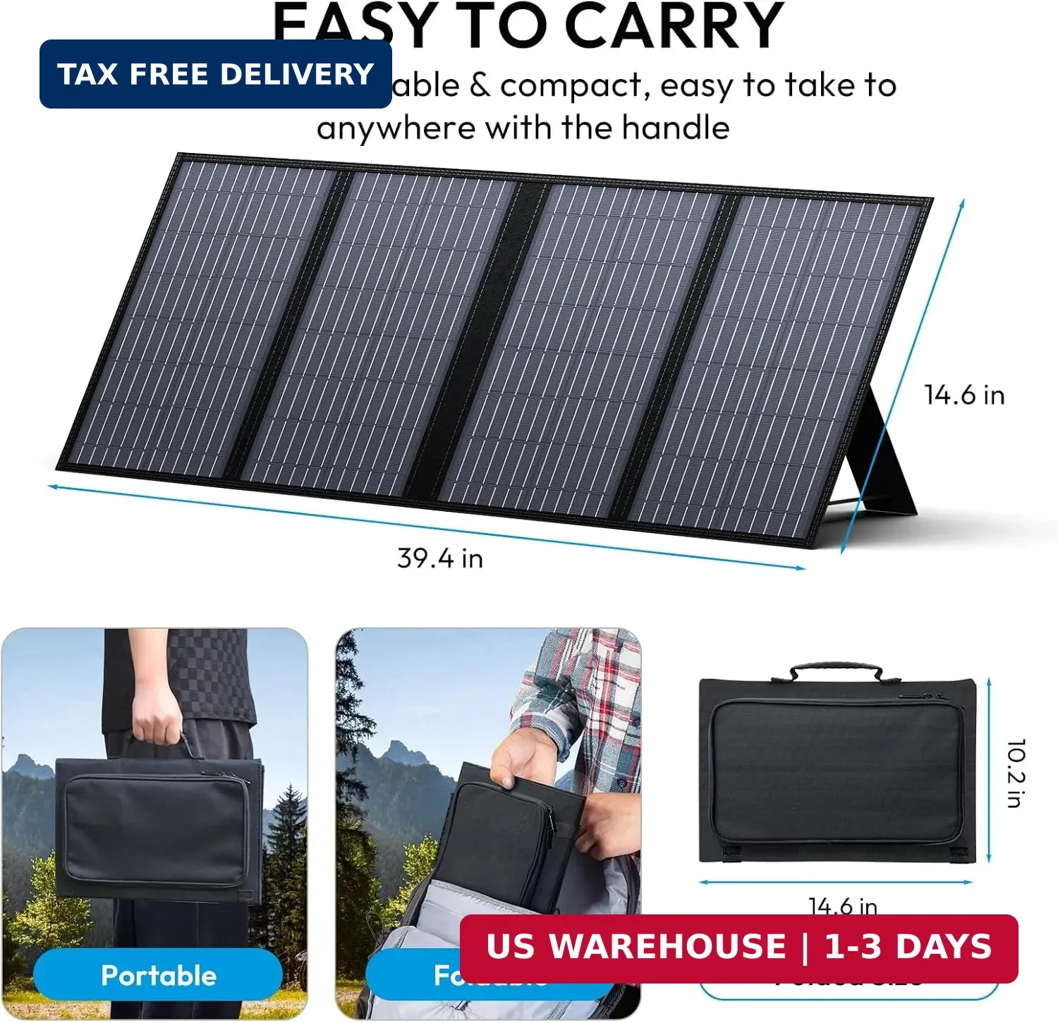Portable Solar Panel, 60W Foldable Solar Panel Charger for Portable Generator Po