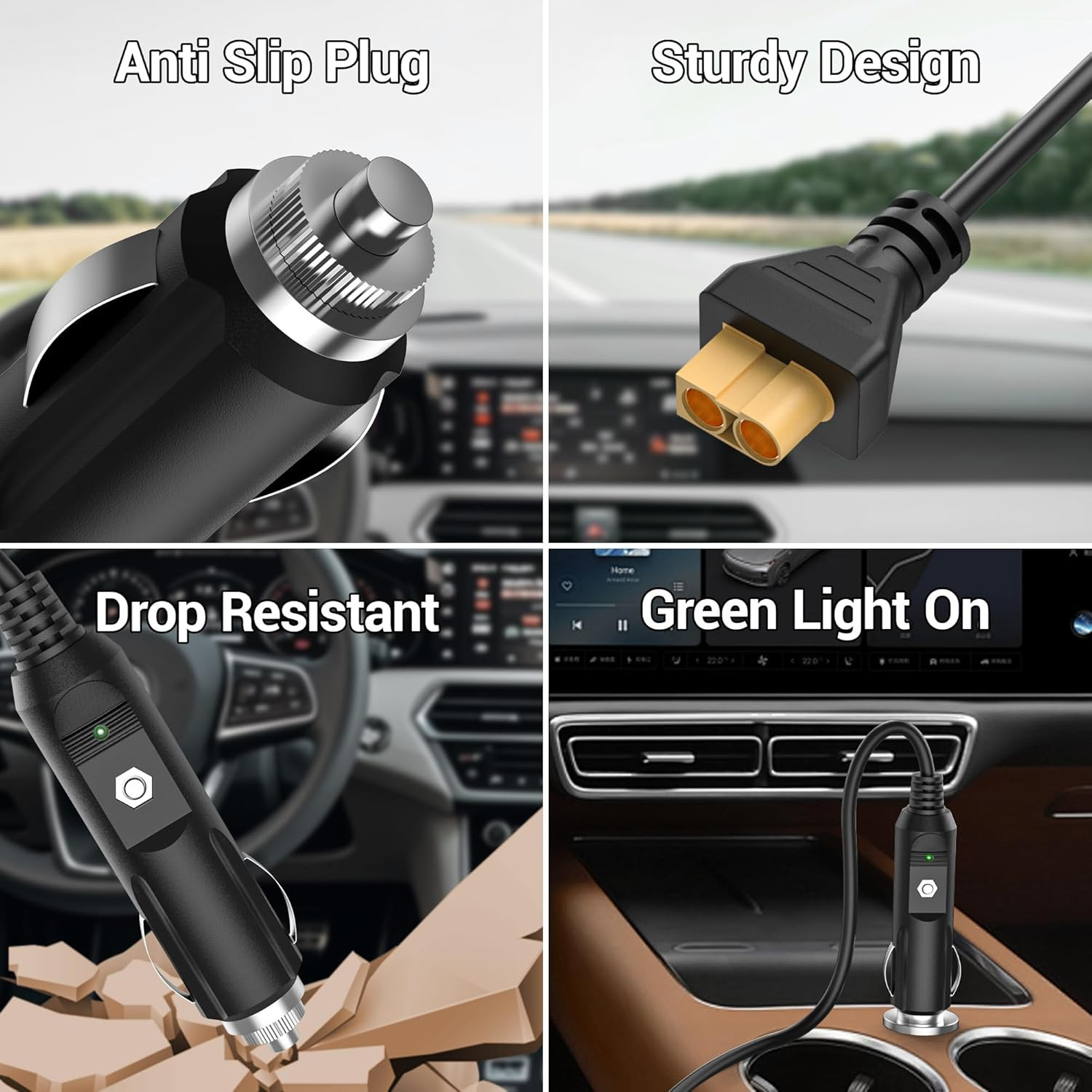 Car Charger for Ecoflow Delta/River, Bluetti EB55, Anker 757/767, XT60 Power