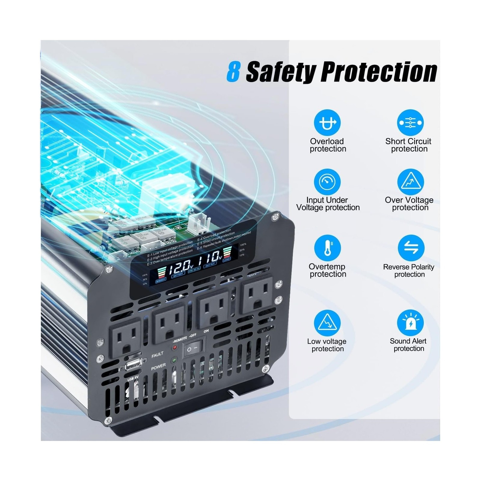 4000 Watt Power Inverter, Car Inverter 12V DC to 110V/120V AC Converter with …