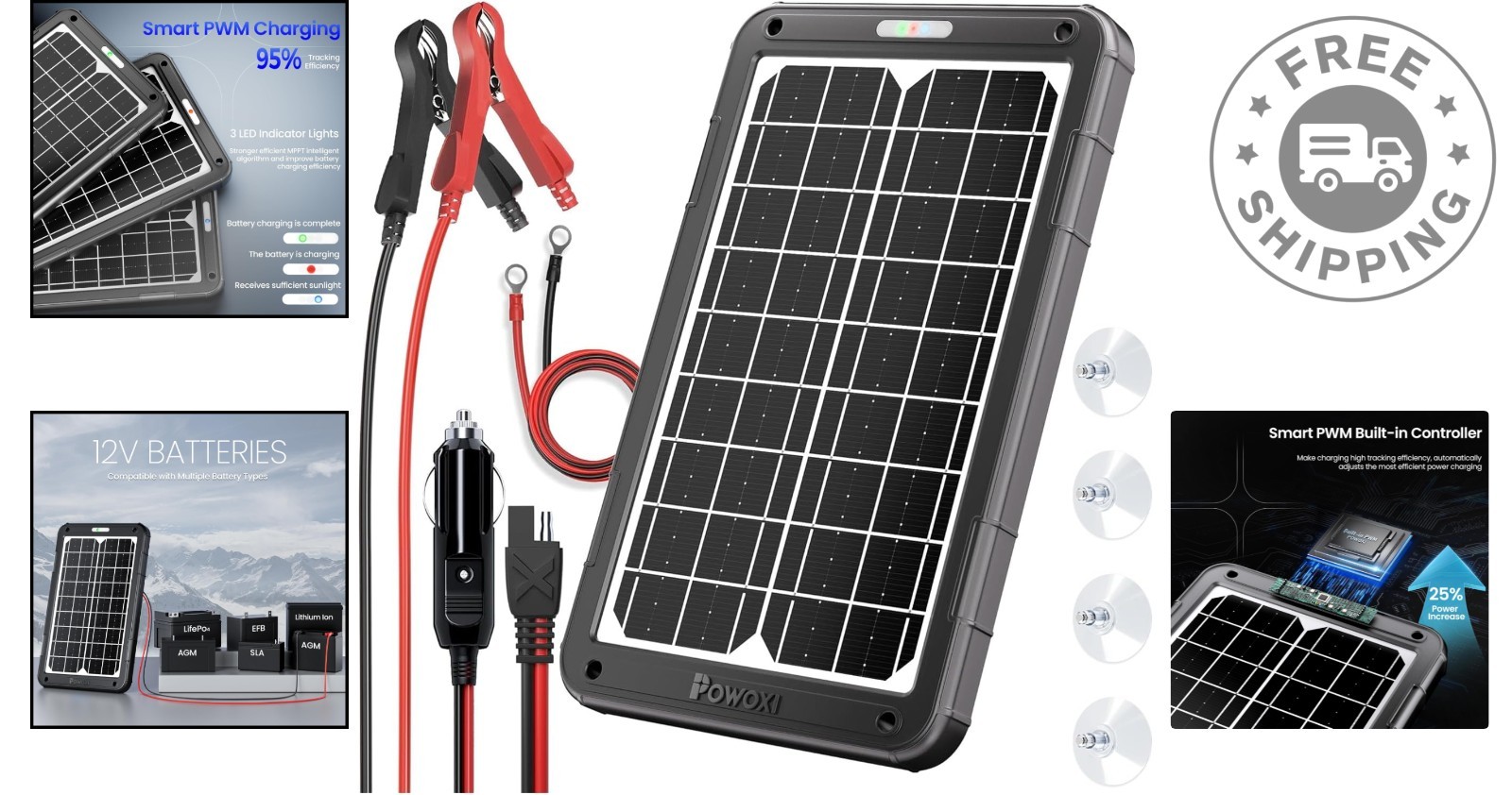 Advanced 15W Solar Car Battery Kit with Smart Controller & Scratch Protection