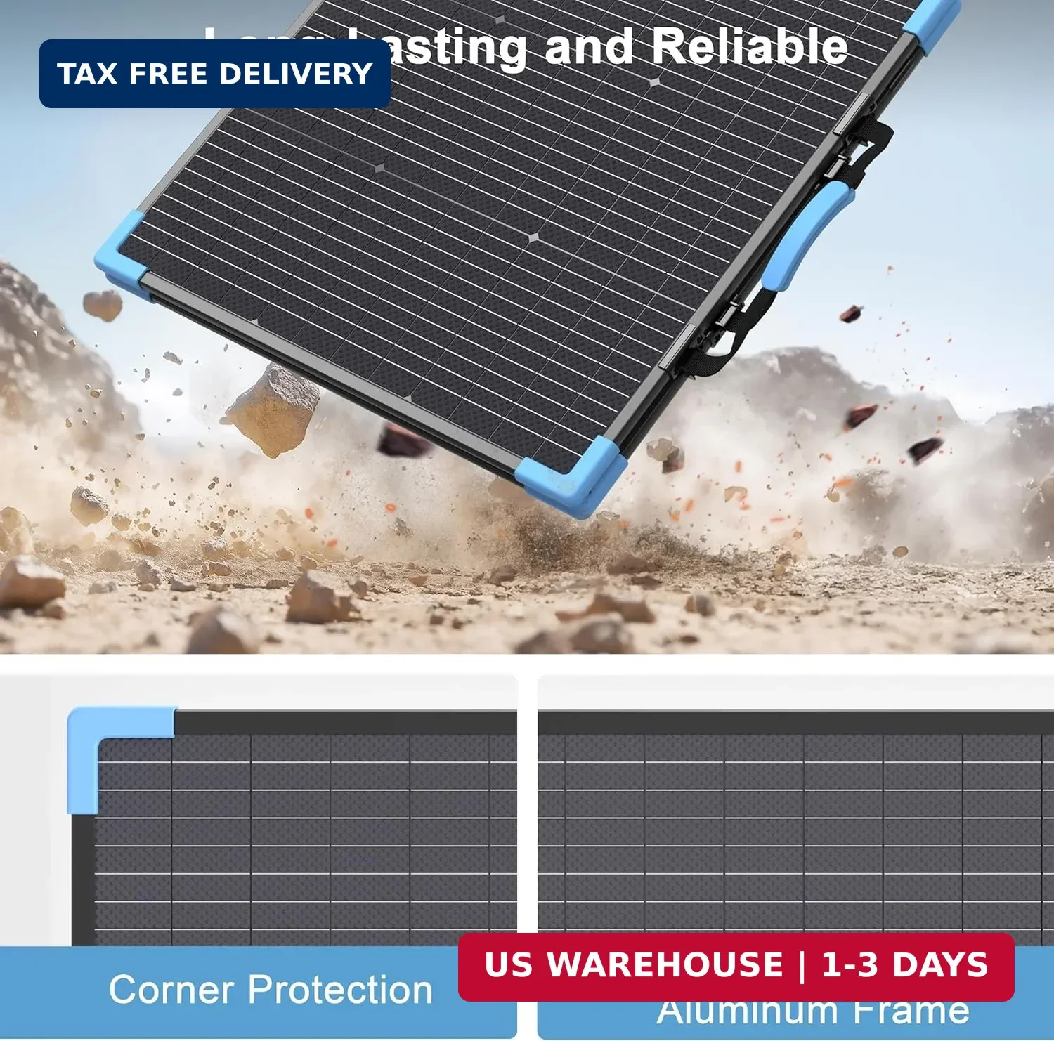 110W Bifacial Portable Solar Panel Suitcase, 23.5% High Efficiency ETFE Foldable