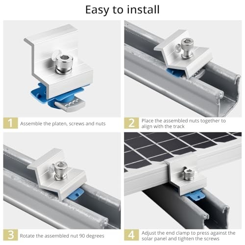 Solar Panel End Clamp Kit 10pcs 30mm 35mm Aluminum Silver Unistrut
