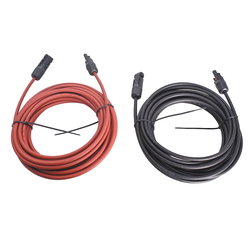 1Pair 30ft Black + Red 12AWG Solar Panel Extension Cable Wire Connector