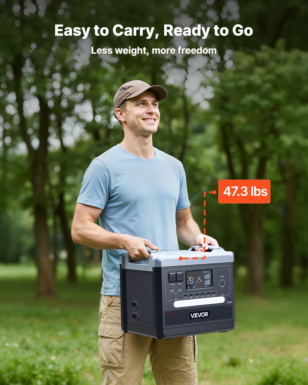 VEVOR Portable Power Station Solar Generator 2400W 2160Wh with 10 Output Ports