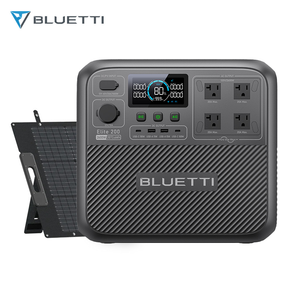 BLUETTI Elite 200 V2 2073Wh Portable Power Station+200W Solar Panel for RV Trip
