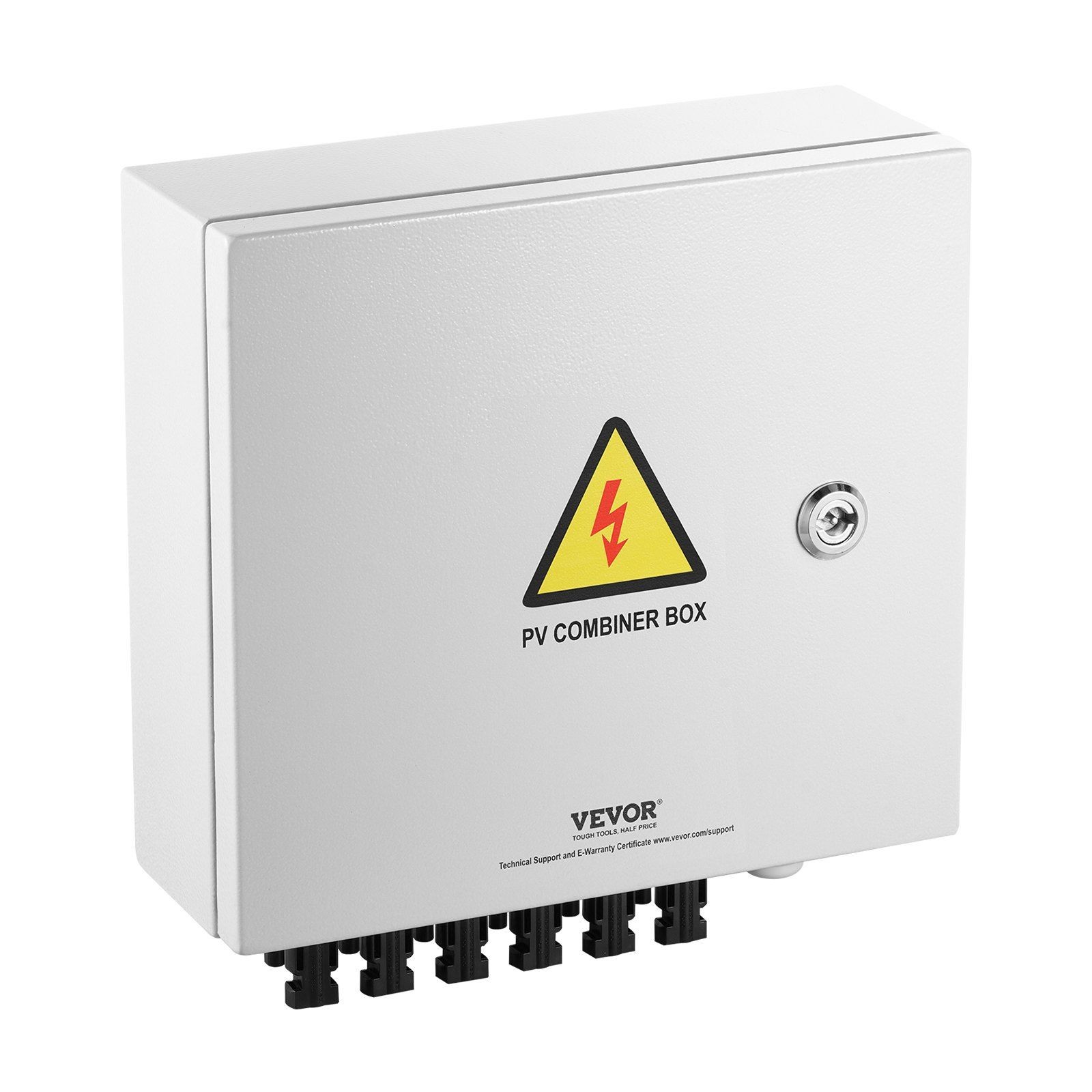 6 String 15A Solar PV Combiner Box IP65 Rated Steel Enclosure Waterproof Design