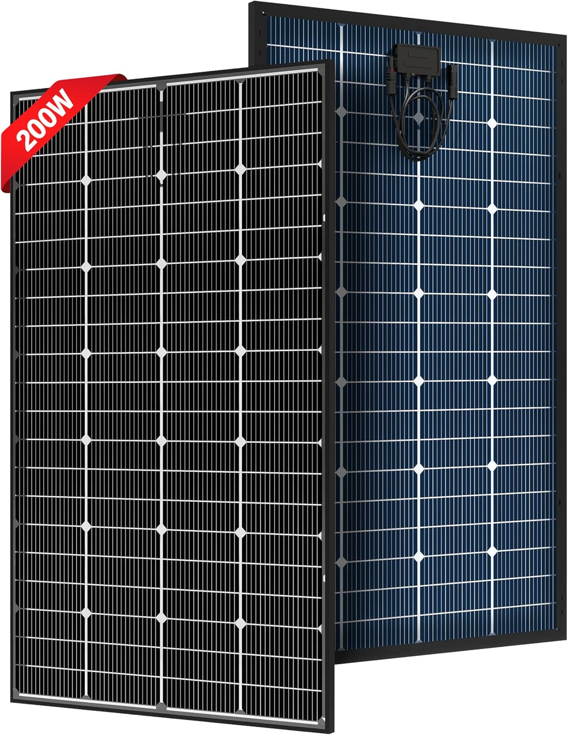 JJN Bifacial 200 Watt Solar Panel, 16BB N-Type 200W 12V 25% High Efficiency 200W